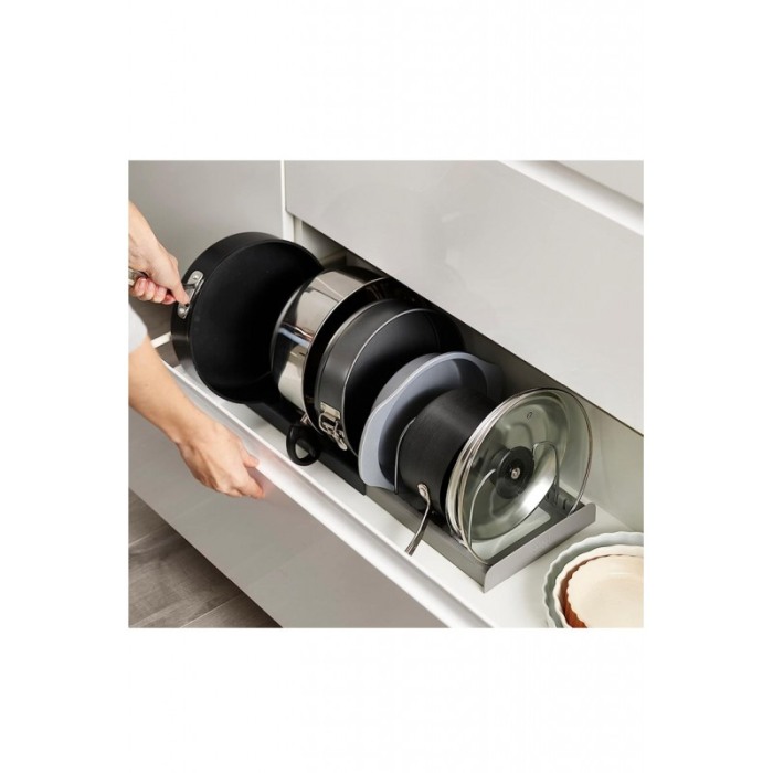 Suport pentru oale si capace PotSpace Doty®, reglabil, lungime maxima 56 cm, 7 separatoare, gri [8]