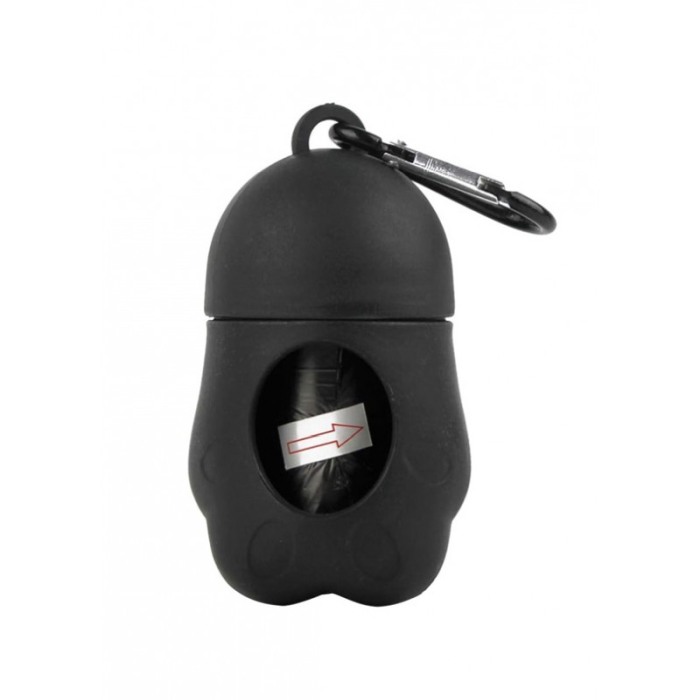 Suport pentru saculeti menajeri pentru caini HygienePaw, 5 seturi inclusi, cu carabina de prindere, negru/roz, 8 cm, Doty®️ [3]
