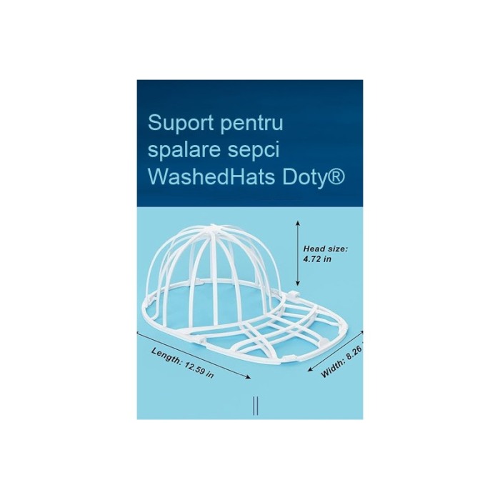 Suport pentru spalare sepci WashedHats Doty®, Polipropilena, rezistent, 34x21x14 cm, alb [6]