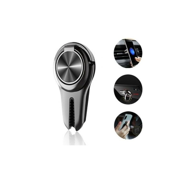 Suport pentru telefon tip Ring Holder 2 in 1 , inel cu rotatie 360, suport auto , Negru [1]