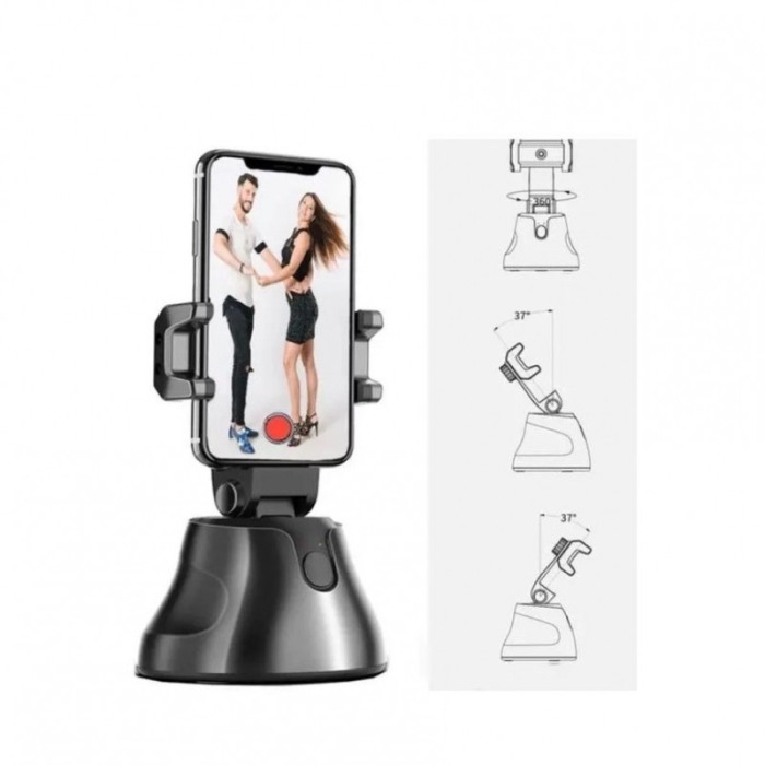 Suport Robot Phone Holder, inteligent, rotatie automata 360 ,functioneaza cu baterii, portabil, negru [5]