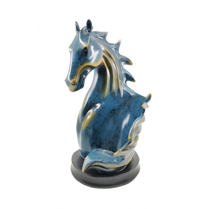 Suport sticla de vin KnightWine Rider, lucrat manual din rasina, model cal, turcoaz/auriu, 32x17 cm [5]