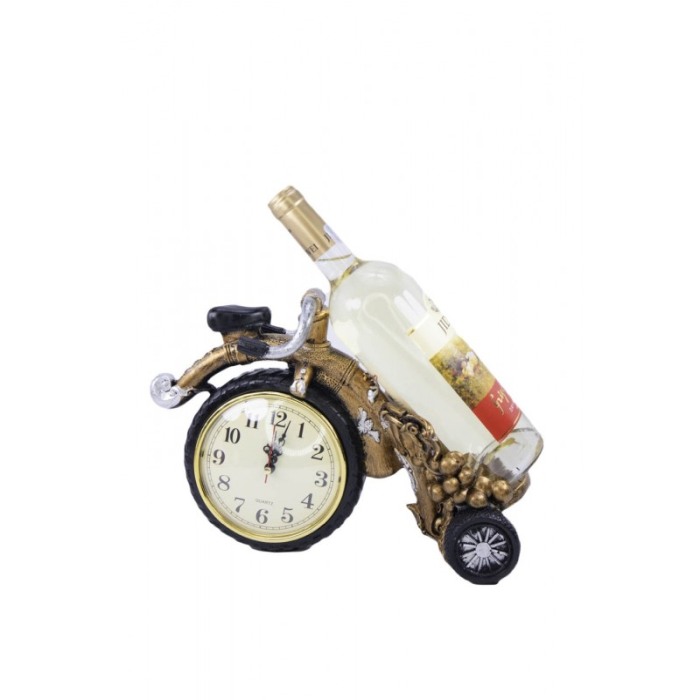 Suport sticla de vin premium Dyonysos,model tricicleta vintage, ceas incorporat, confectionat din rasina,lucrat manual cu atenti [2]