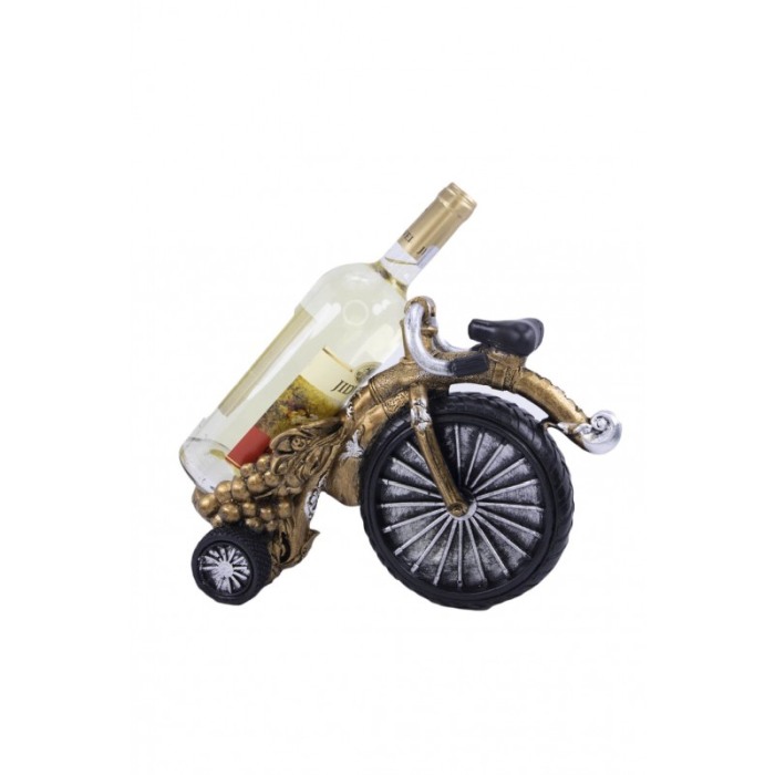 Suport sticla de vin premium Dyonysos,model tricicleta vintage, ceas incorporat, confectionat din rasina,lucrat manual cu atenti [1]