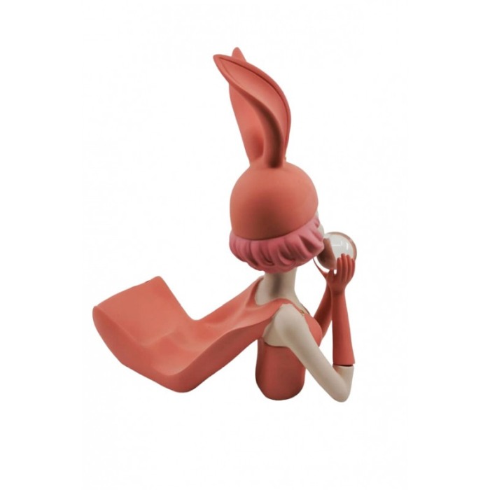Suport sticla de vin The Girl With Wine, lucrat manual din rasina, model bust de femeie, portocaliu, 30x26 cm [5]