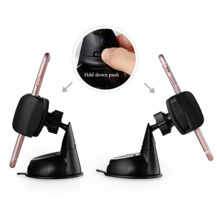 Suport telefon auto 360, prindere cu ventuza , deschidere de 9 cm, Negru [6]