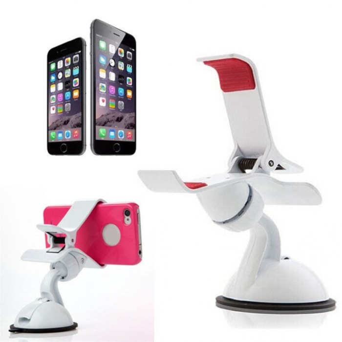 Suport telefon auto 360 Sistem CLIP , prindere cu ventuza , deschidere de 10 cm, Alb [5]