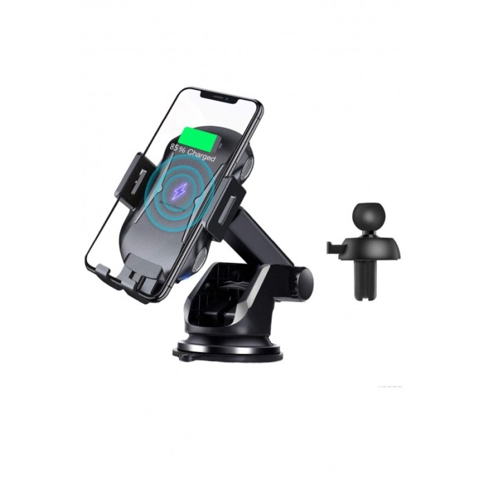 Suport telefon pentru auto cu incarcare wireless cu ventuza si clema grila ventilatie, Car Wireless Rapid Charger Full-Automatic [5]
