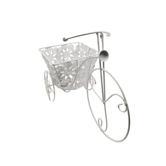 Suport TriPot de Flor, pentru un ghiveci cu flori, metal, rezistent, design creativ, alb, 32x12x20 cm [1]