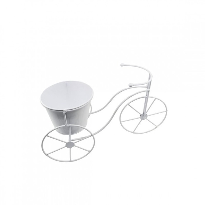 Suport TriPot de Flor, pentru un ghiveci cu flori, metal, rezistent, design creativ, alb, 32x12x20 cm [1]