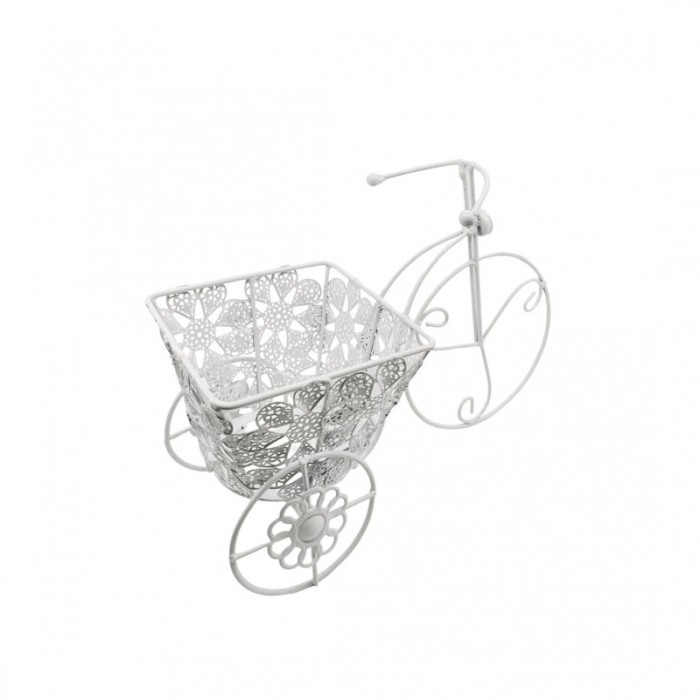 Suport TriPot de Flor, pentru un ghiveci cu flori, metal, rezistent, design creativ, alb, 32x12x20 cm [3]
