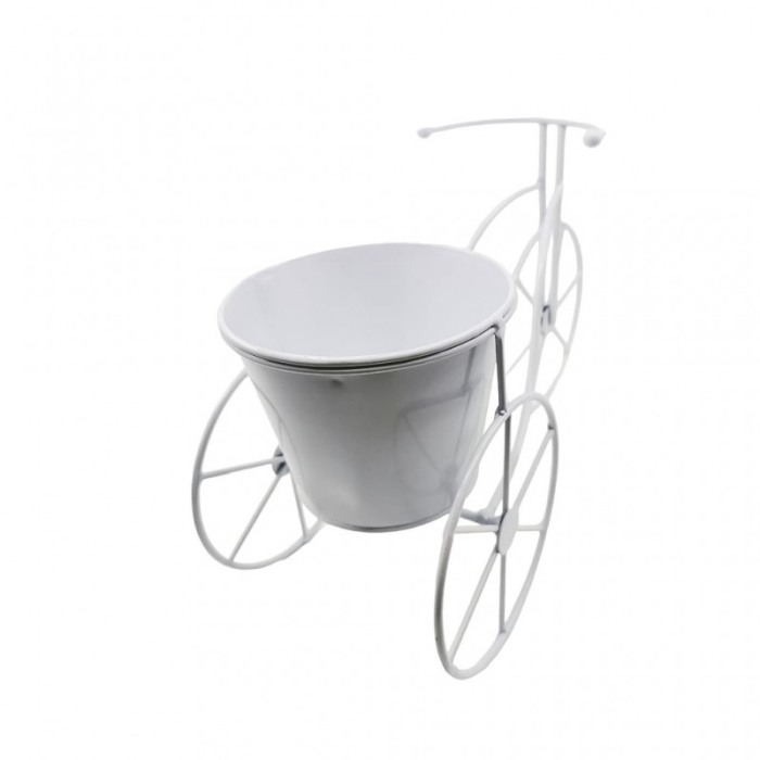 Suport TriPot de Flor, pentru un ghiveci cu flori, metal, rezistent, design creativ, alb, 32x12x20 cm [3]