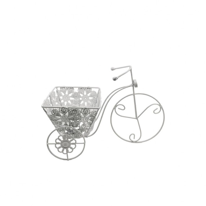 Suport TriPot de Flor, pentru un ghiveci cu flori, metal, rezistent, design creativ, alb, 32x12x20 cm [4]