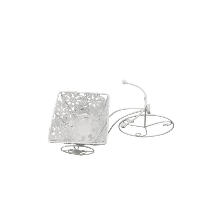 Suport TriPot de Flor, pentru un ghiveci cu flori, metal, rezistent, design creativ, alb, 32x12x20 cm [2]