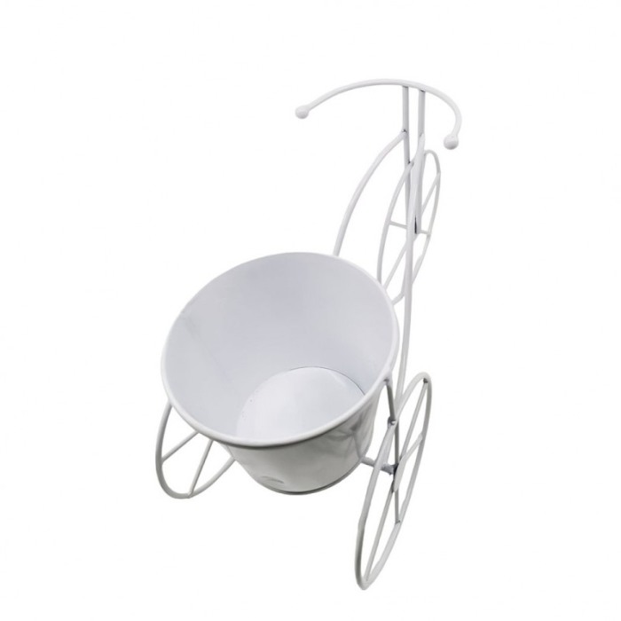 Suport TriPot de Flor, pentru un ghiveci cu flori, metal, rezistent, design creativ, alb, 32x12x20 cm [5]