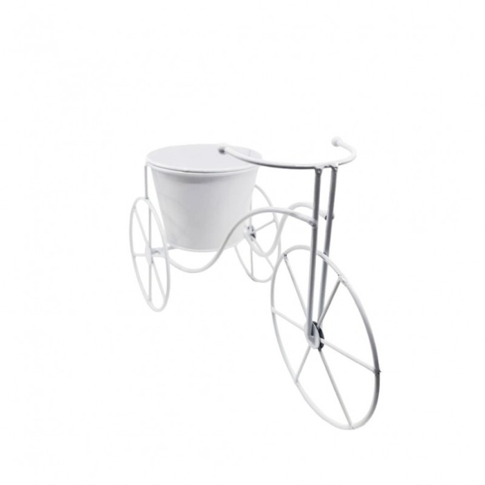 Suport TriPot de Flor, pentru un ghiveci cu flori, metal, rezistent, design creativ, alb, 32x12x20 cm [2]