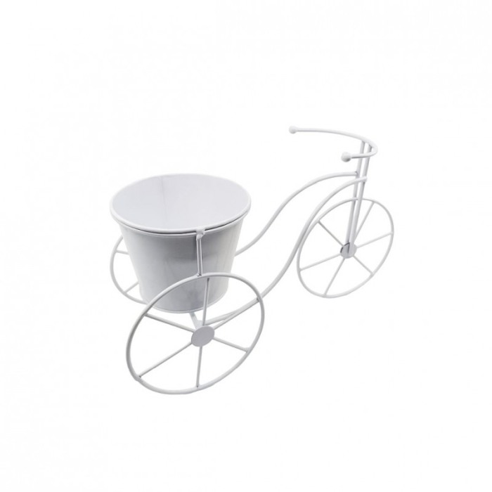 Suport TriPot de Flor, pentru un ghiveci cu flori, metal, rezistent, design creativ, alb, 32x12x20 cm [4]