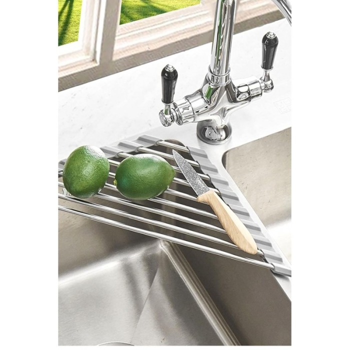 Suport triughi de uscare si scurgere pliabil din otel inoxidabil pentru vase si ustensile de bucatarie, 41 X 16 cm, Doty® [3]
