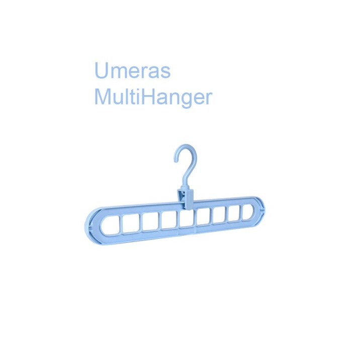 Suport umerase pentru organizarea hainelor MultiHanger Doty.ro®, 9 spatii, 32 cm, albastru, design creativ [2]