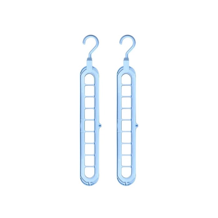 Suport umerase pentru organizarea hainelor MultiHanger Doty.ro®, 9 spatii, 32 cm, albastru, design creativ [4]