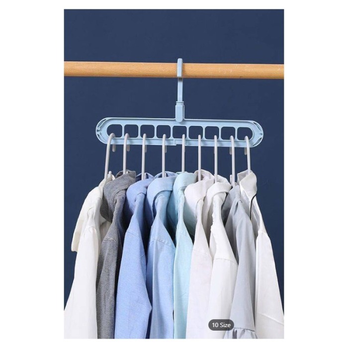 Suport umerase pentru organizarea hainelor MultiHanger Doty.ro®, 9 spatii, 32 cm, albastru, design creativ [3]