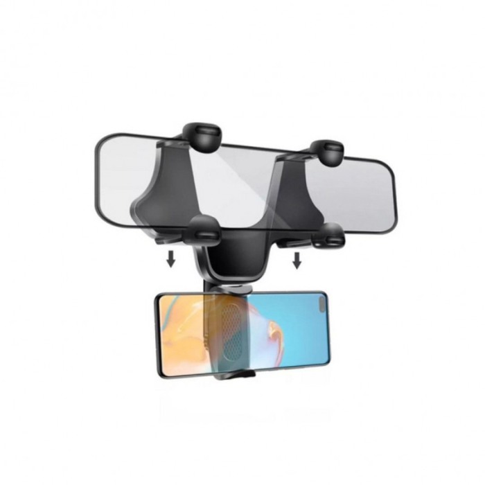 Suport universal AutoMirror de oglinda pentru telefon, usor de montat, sigur, negru, [5]