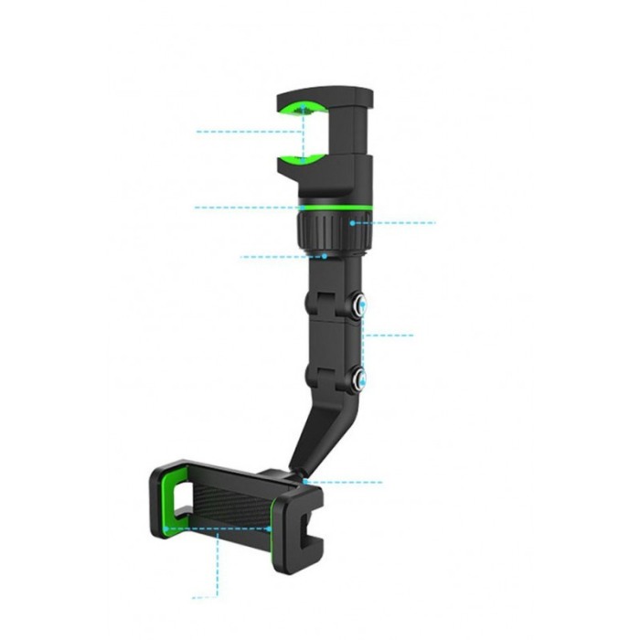 Suport universal PhoneClip 360 de grade, pentru oglinda retrovizoare, usor de montat, sigur, negru/verde [5]