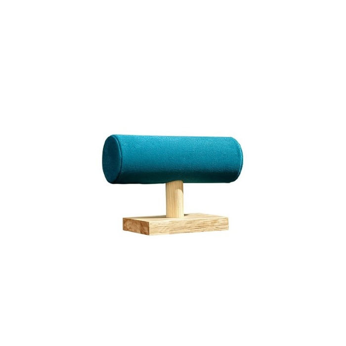 Suport Wood Velvet de expunere bratari si ceasuri, forma cilindrica, 15 cm, verde smarald, lemn bambus, Doty®️ [1]