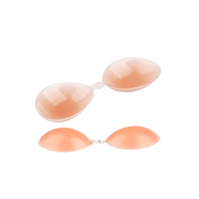 Sutien din silicon DollBra, fara bretele, cu banda adeziva, reutilizabil, efect de Push-up, cupa B, nude [1]