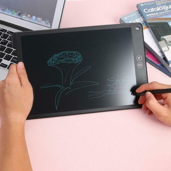 Tableta LCD desenat si scris, 12", pentru copii sau grafica , cu buton stergere si buton stergere partiala, negru cu alb, Doty [7]