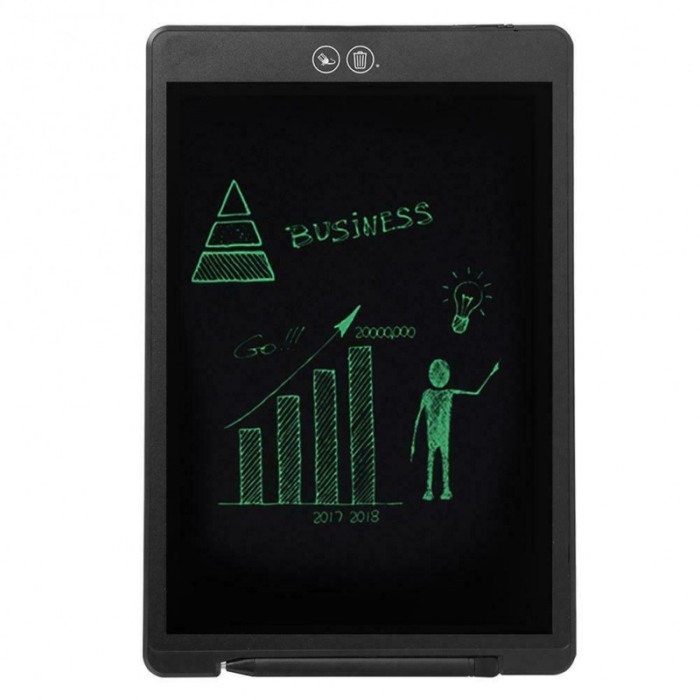 Tableta LCD desenat si scris, 12", pentru copii sau grafica , cu buton stergere si buton stergere partiala, negru cu alb, Doty [8]