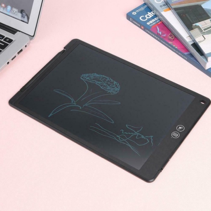 Tableta LCD desenat si scris, 12", pentru copii sau grafica , cu buton stergere si buton stergere partiala, negru cu alb, Doty [6]