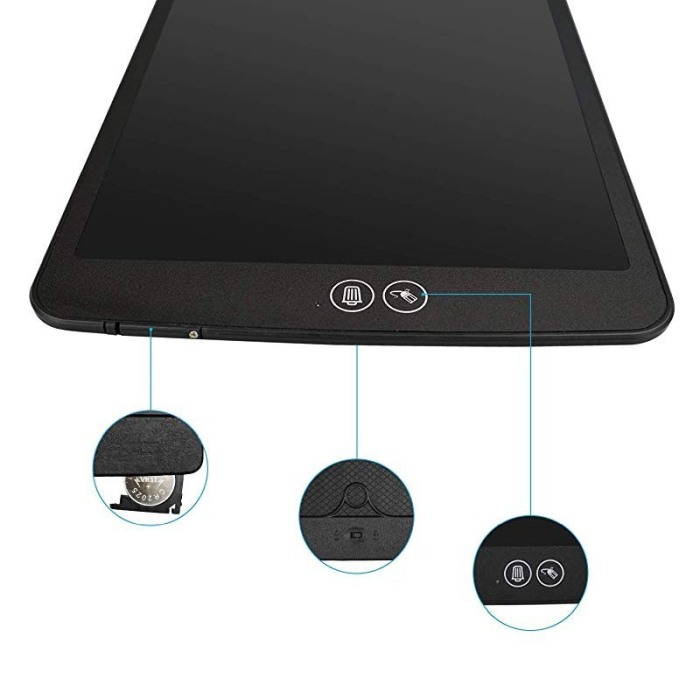 Tableta LCD desenat si scris, 12", pentru copii sau grafica , cu buton stergere si buton stergere partiala, negru cu alb, Doty [5]