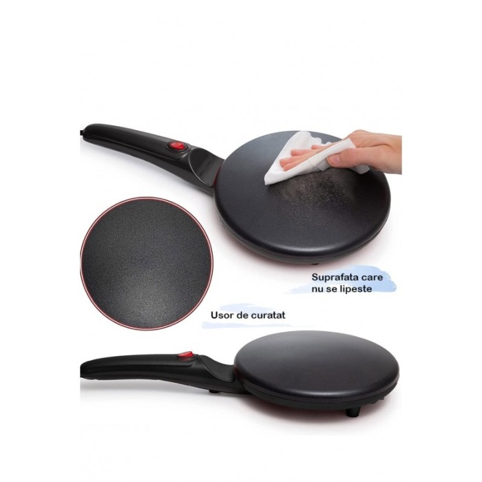 Tigaia electrica pentru clatite HomeCrepes Doty®, practica, suprafata antiaderenta, bol inclus, 20 cm, negru [5]