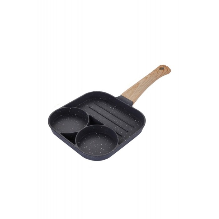 Tigaie antiaderenta SmartCooking cu 3 compartimente, material aliaj de aluminiu, 18x18 cm, gri, Doty® [1]