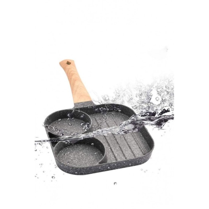 Tigaie antiaderenta SmartCooking cu 3 compartimente, material aliaj de aluminiu, 18x18 cm, gri, Doty® [6]