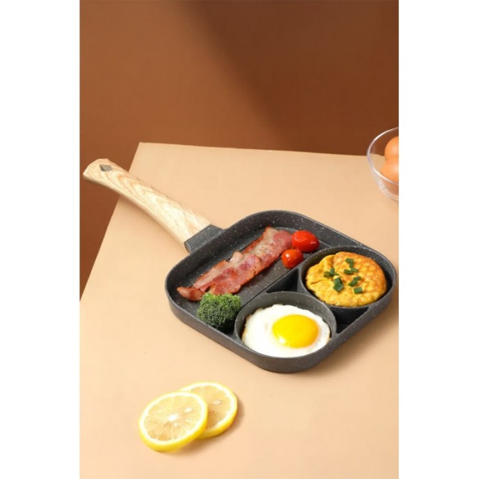 Tigaie antiaderenta SmartCooking cu 3 compartimente, material aliaj de aluminiu, 18x18 cm, gri, Doty® [4]