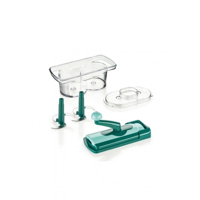 Tocator de bucatarie Perfectly Chopped, tip blender, manual, 6 lame, recipient, toaca si marunteste, 27x13 cm, verde, Doty® [5]
