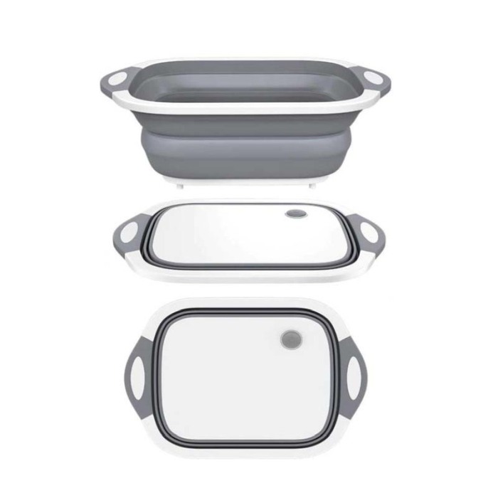 Tocator multifunctional 3 in 1, vas pentru legume si fructe, tocator sau cos depozitare, alb/gri, doty [5]