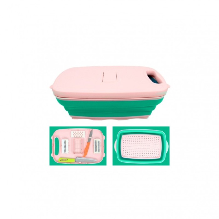 Tocator multifunctional Multi Tool Plate, accesorii incluse,roz/verde, 32 cm [5]