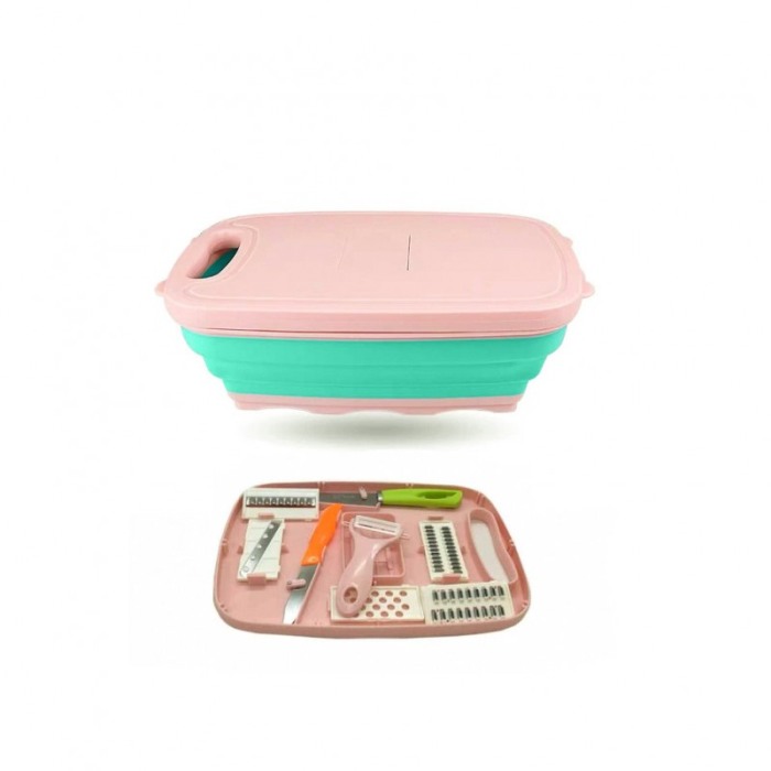 Tocator multifunctional Multi Tool Plate, accesorii incluse,roz/verde, 32 cm [1]