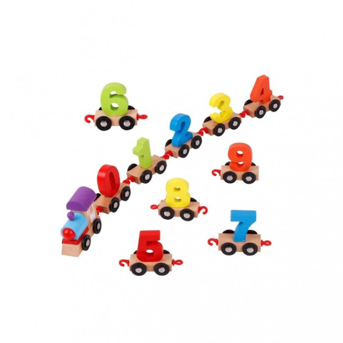 Trenulet de jucarie pentru copii WoodChuChu, din lemn, educativ, cu cifre, 84,5 cm, multicolor [6]