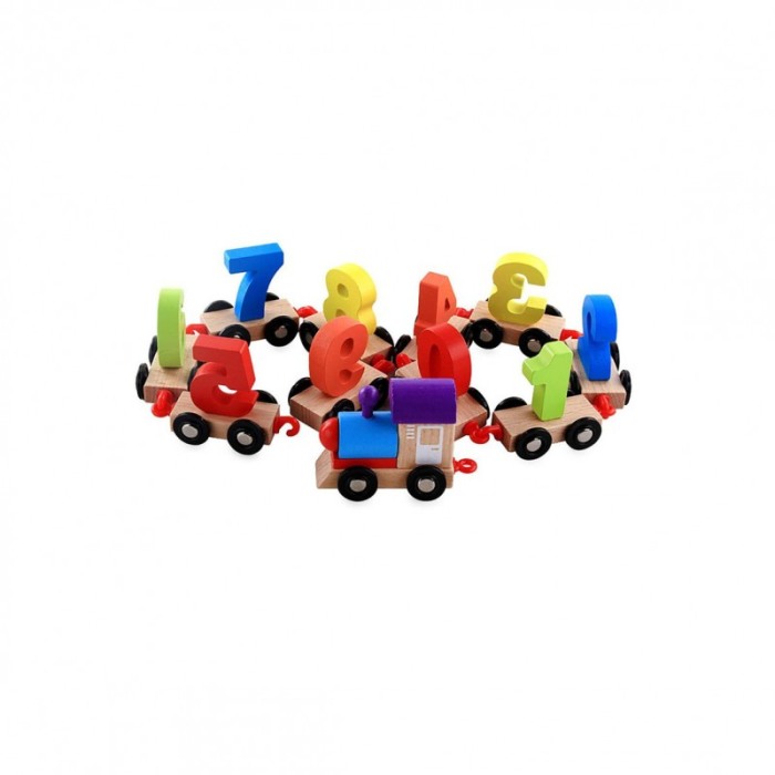 Trenulet de jucarie pentru copii WoodChuChu, din lemn, educativ, cu cifre, 84,5 cm, multicolor [2]