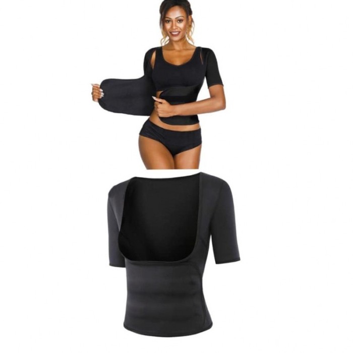 Tricou cu centura Instant Fit, tip sauna pentru slabit si modelarea taliei din neopren,2XL,negru [5]