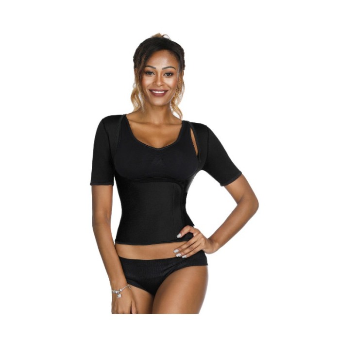 Tricou cu centura Instant Fit, tip sauna pentru slabit si modelarea taliei din neopren,adaptare graduala, S,negru [3]