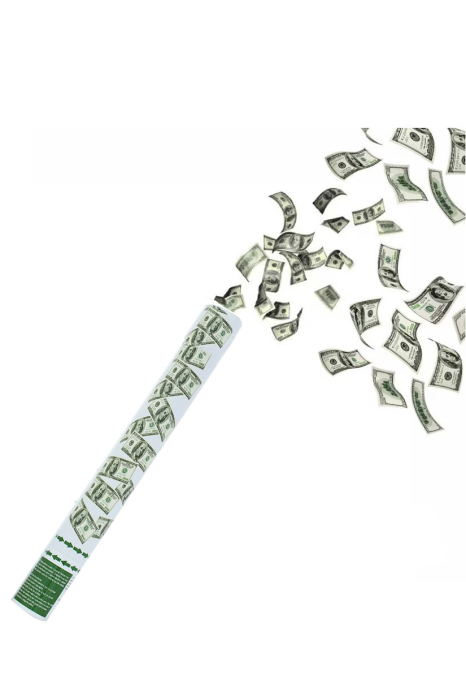 Tun de confeti CashBlast Doty®, model dolari falsi, 30 cm, pentru petreceri sau alte evenimente, usor de utilizat [5]