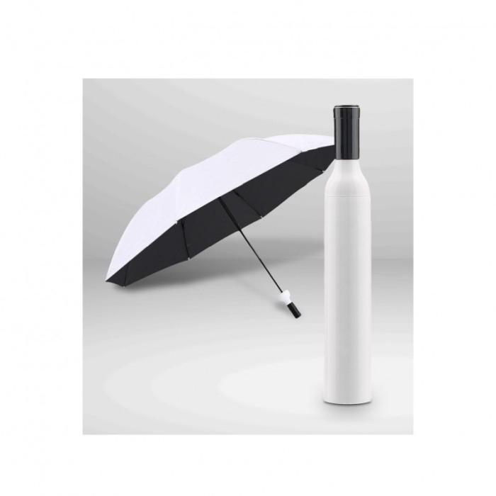 Umbrela Top Wine, toc in forma de sticla de vin, materiale de calitate, rezistenta, design creativ, alb [1]