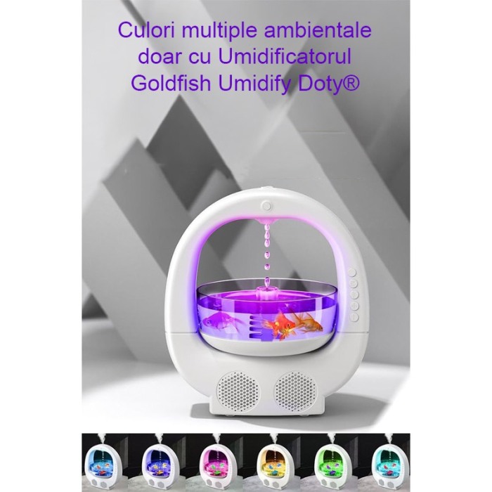Umidificator 4in1 GoldFish Umidify Doty®, bol pentru pesti, conectare prin Bluetooth, lumini ambientale, boxa incorporata, alb [7]