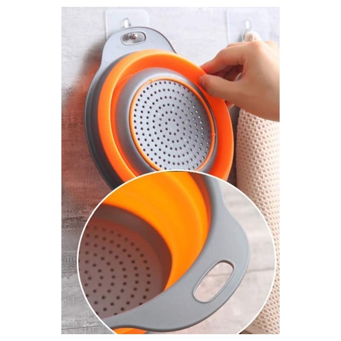 Vas strecuratoare pliabil pentru fructe si legume, silicon, material rezistent, usor de folosit si de curatat,30 x 10 cm, portoc [3]