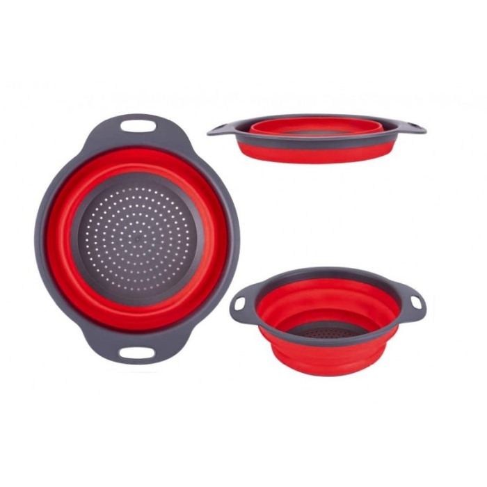 Vas strecuratoare pliabil pentru fructe si legume, silicon, material rezistent, usor de folosit si de curatat,30 x 10 cm, rosu/g [1]